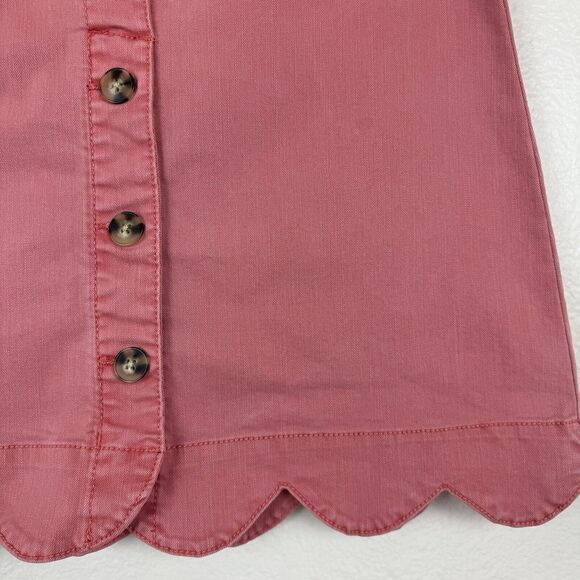 C EST. 1946 Denim Button Front Scalloped Mini Skirt Stretch Pockets Pink Coral 6 - Picture 7 of 15